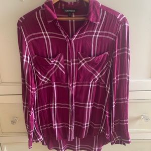 EXPRESS Women’s button down plaid blouse.